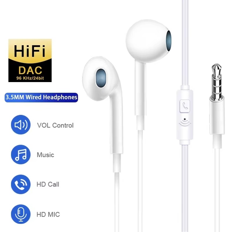 Wired Earphone Mic - Universal Earphone 3.5mm Jack Wired Headphones