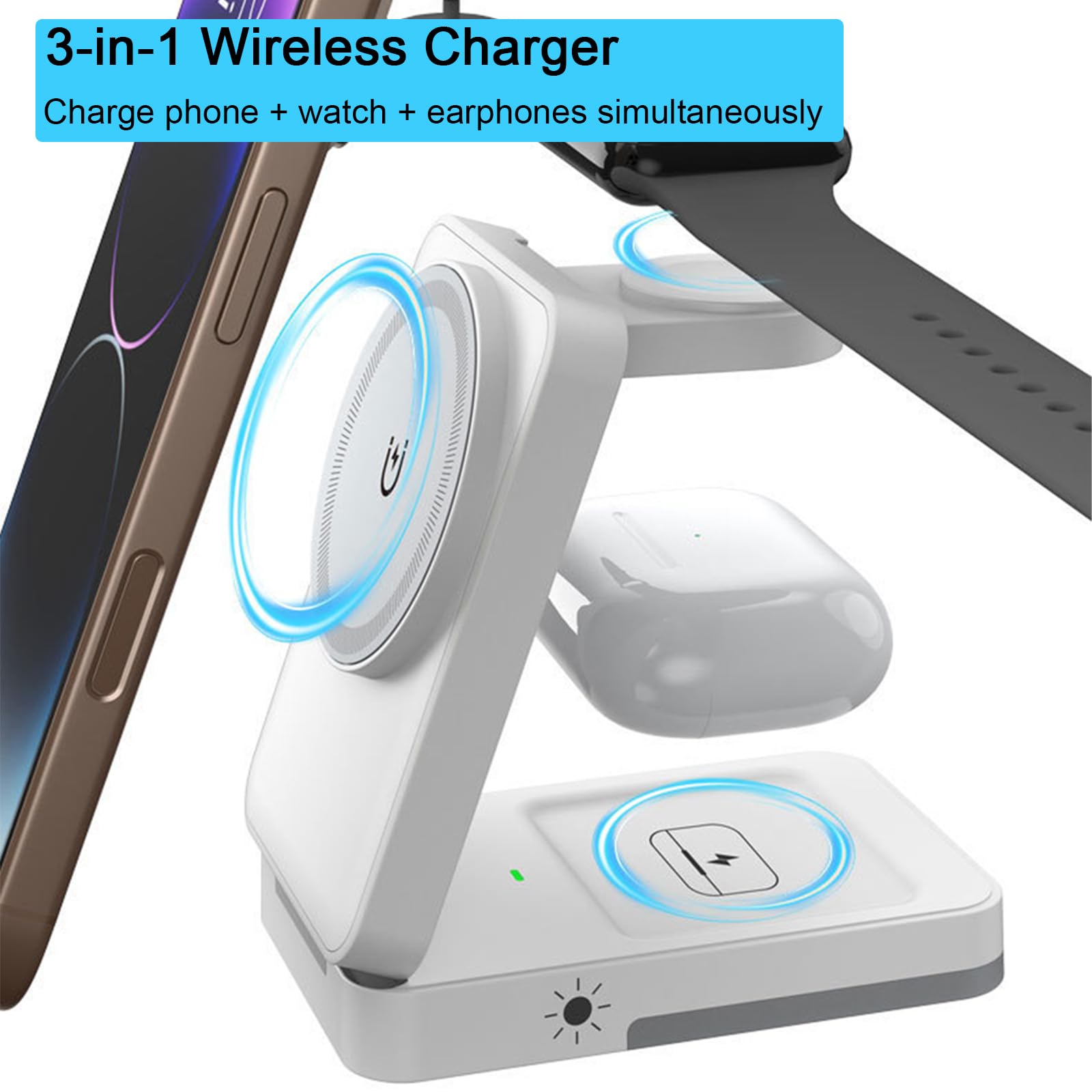 3-in-1 Foldable Wireless Charg - đánh giá và giá Usb C Earphone